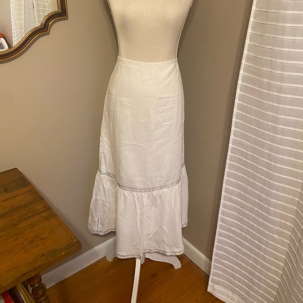 Ann Taylor Loft Sz 8 White Linen Maxi Shirt